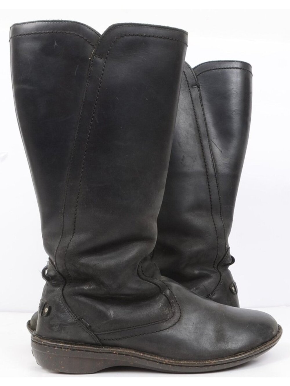 UGG Women's 10 Rosen‎ Black Leather Shearling Tall Boot Winter Warm Furry